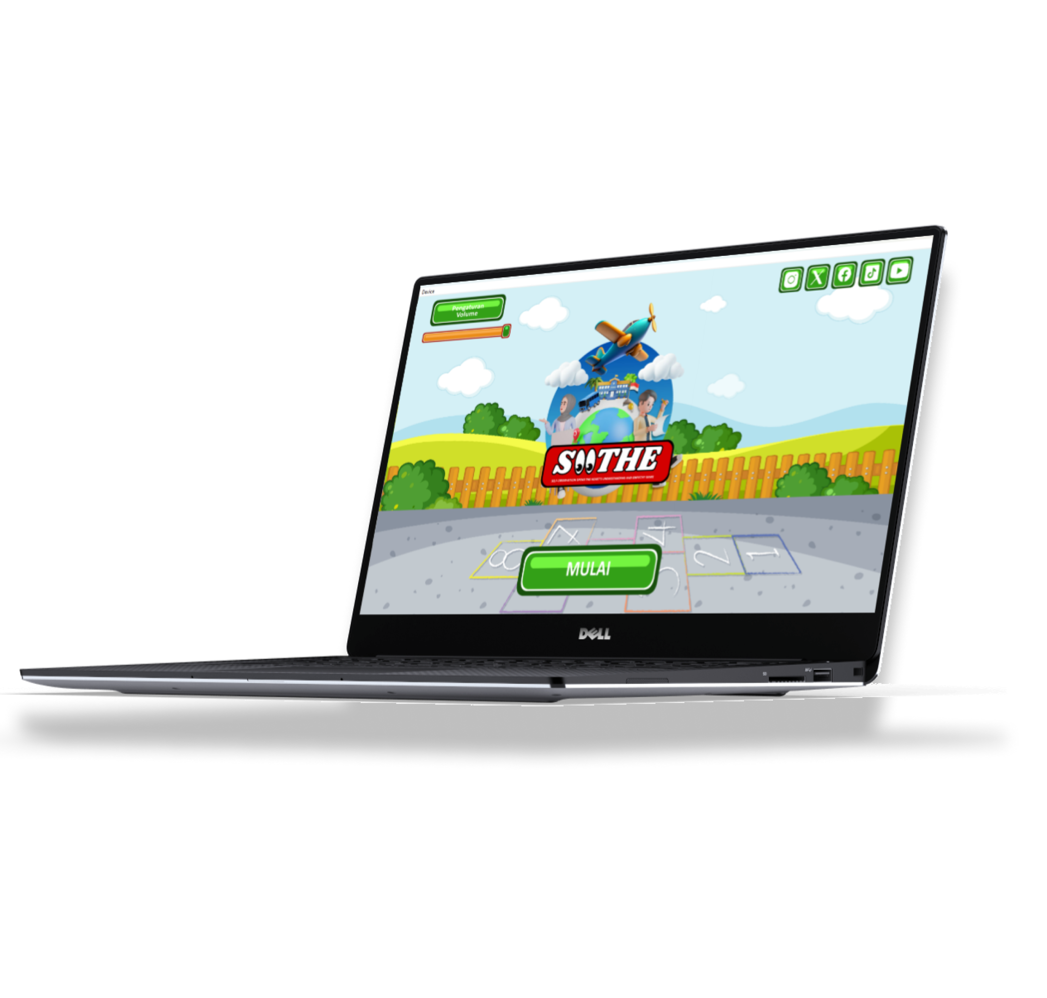 Laptop dengan tampilan Soothe Game